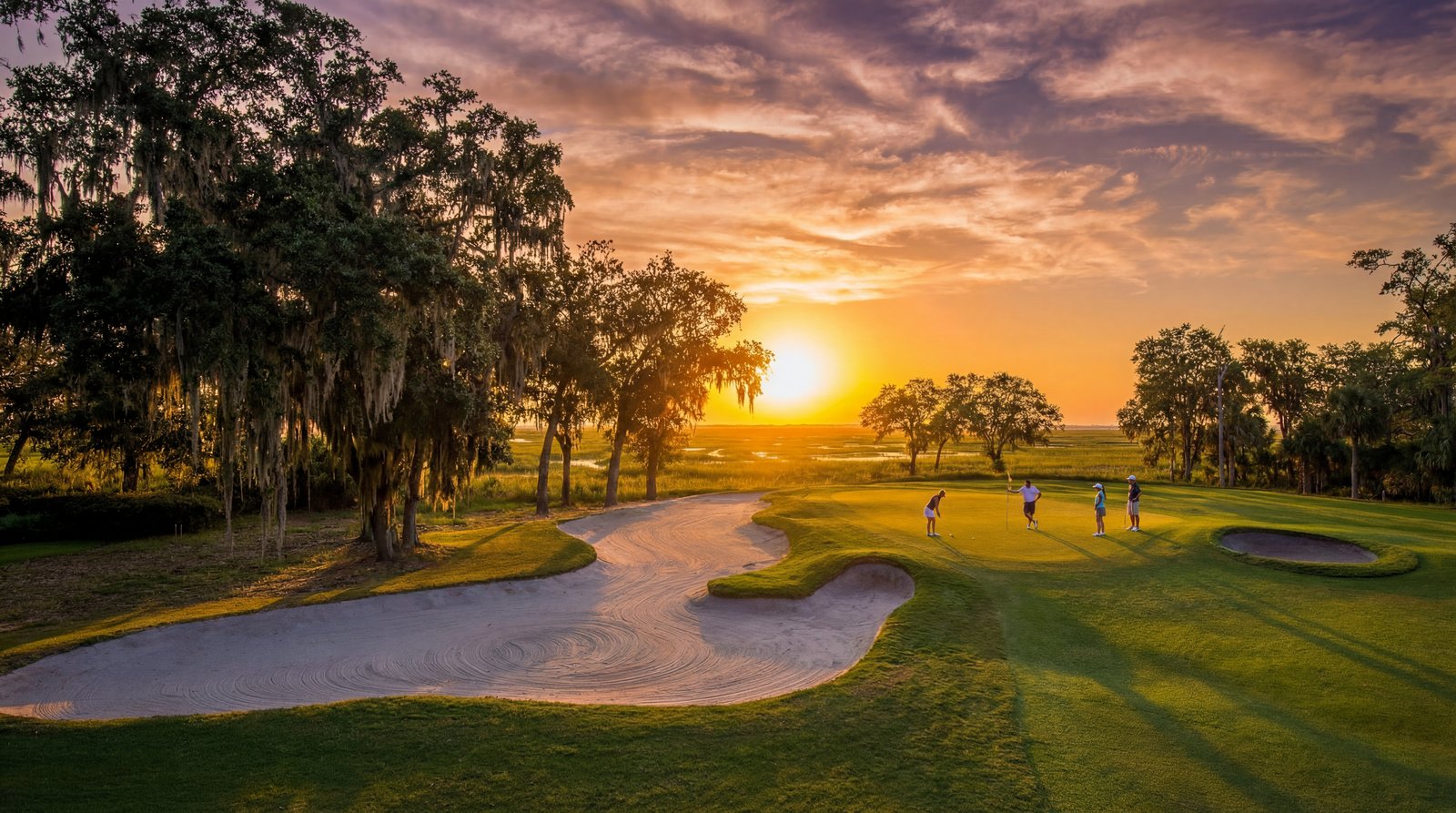Golden hour over the golf course at The Landings, Skidaway Island